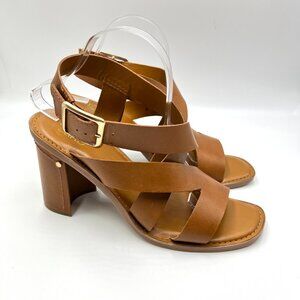 Franco Sarto‎ Womens Size 11 Brown Leather Block Heels Sandals Shoes